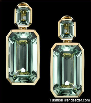 Angelina Jolie wore these dazzling pair of Green Beryl Tablet Earrings from Robert Procop Exceptional Jewels to the premiere of her latest movie, The Tourist.