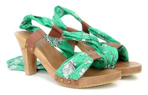 Scarf Tie Wooden Sandal