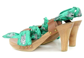 Scarf Tie Wooden Sandal