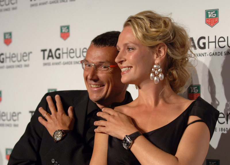 TAG Heuer President and CEO Jean-Christophe Babin & Uma Thurman