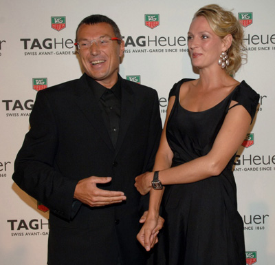TAG Heuer President and CEO Jean-Christophe Babin & Uma Thurman
