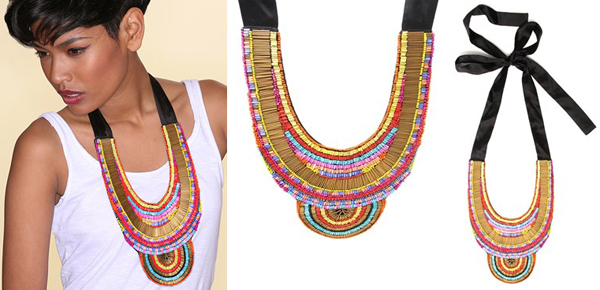 ASOS Embroidered Fabric Bib Style Necklace