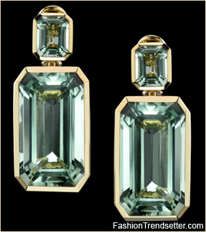 Angelina Jolie wore these dazzling pair of Green Beryl Tablet Earrings from Robert Procop Exceptional Jewels to the premiere of her latest movie, The Tourist. 