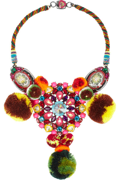 Mario Testino for MATE by VICKIBEAMON Ruthenium-Plated, Swarovski Crystal and Pompom Necklace