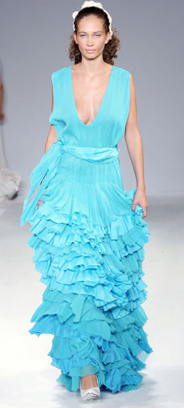 A model shows a design of Avshalom GUR's Summer 2007 collection. Photo by Ian Gillett, 2006