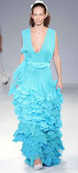 A model shows a design of Avshalom GUR's Summer 2007 collection. Photo by Ian Gillett, 2006 