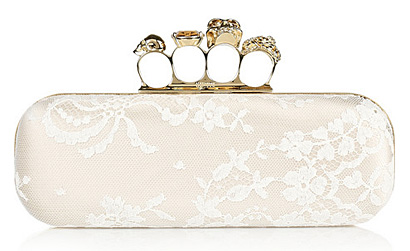 Alexander McQueen - Knuckle Lace-Covered Satin Box Clutch