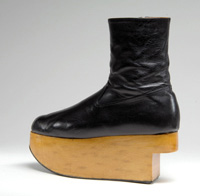 Vivienne Westwood, "Rocking Horse" boots, leather and wood, 1987, England, Gift of Francisco Melendez A.K.A. Francois. Photo Courtesy of FIT. 