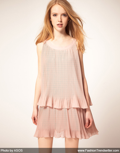 Rare Chiffon Pleat Skater Dress