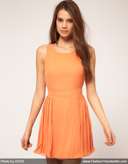 Rare Chiffon Pleat Skater Dress