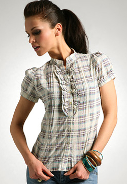 Fairground Check Cotton Frill Front Shirt