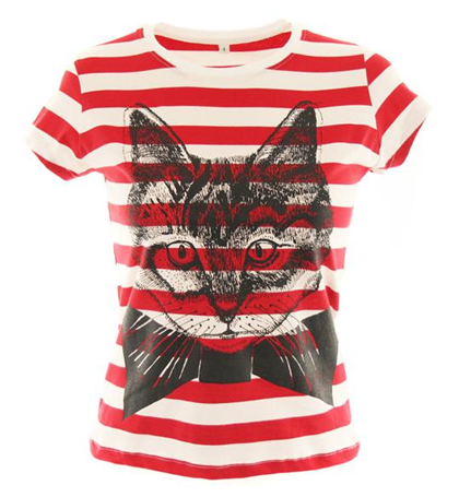 Brat and Suzie Red and White Striped Cat T-shirt 