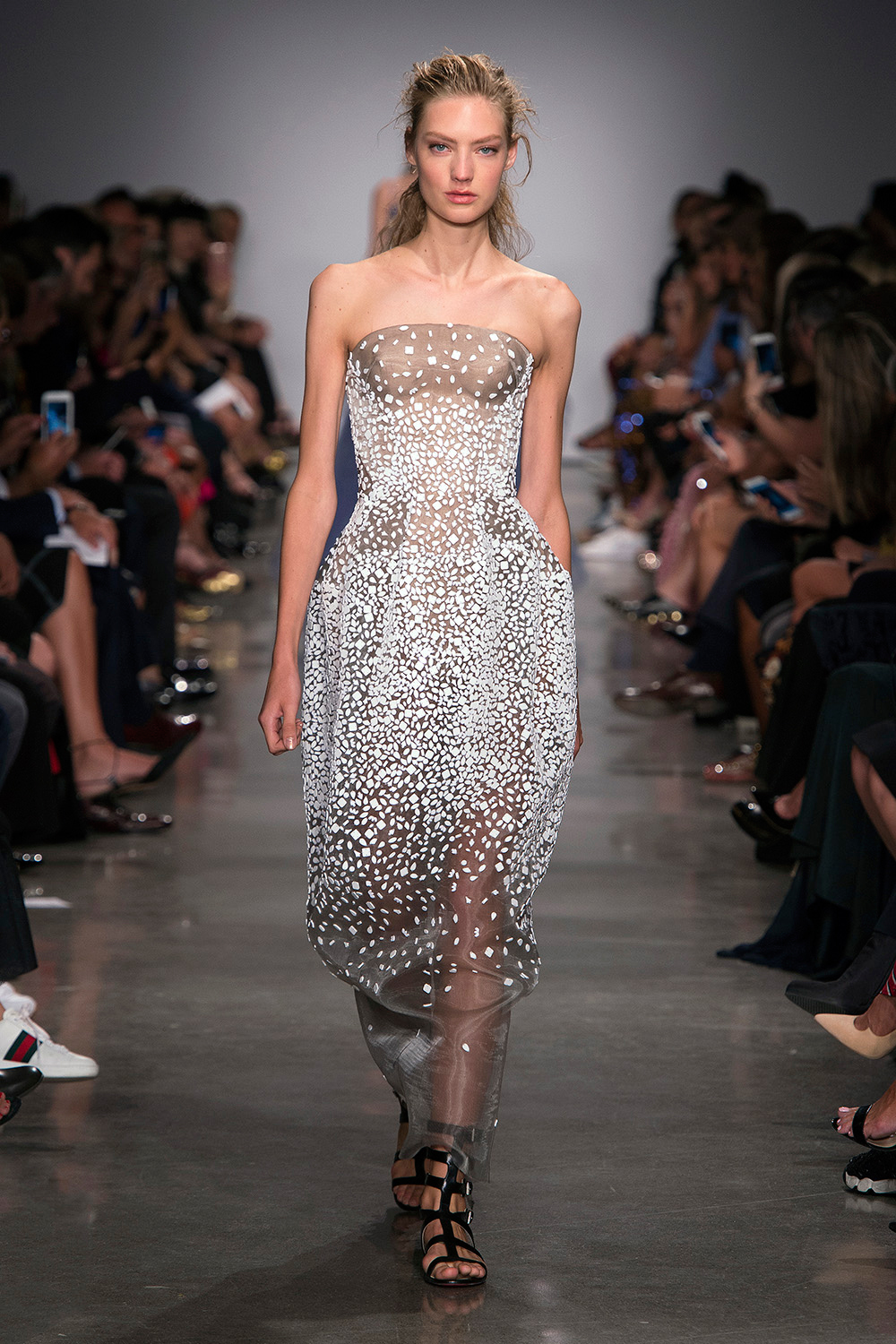 Look 47: Beaded Strapless Dress