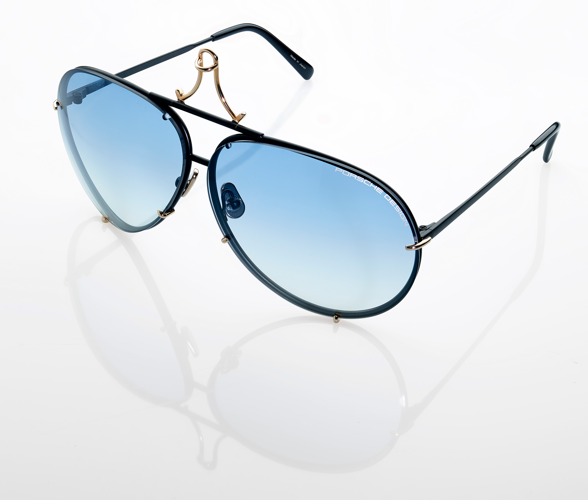 Eugene | Women's Trendy Oversized Pantone Lens Sunglasses Silver - Tan to Blue Gradient