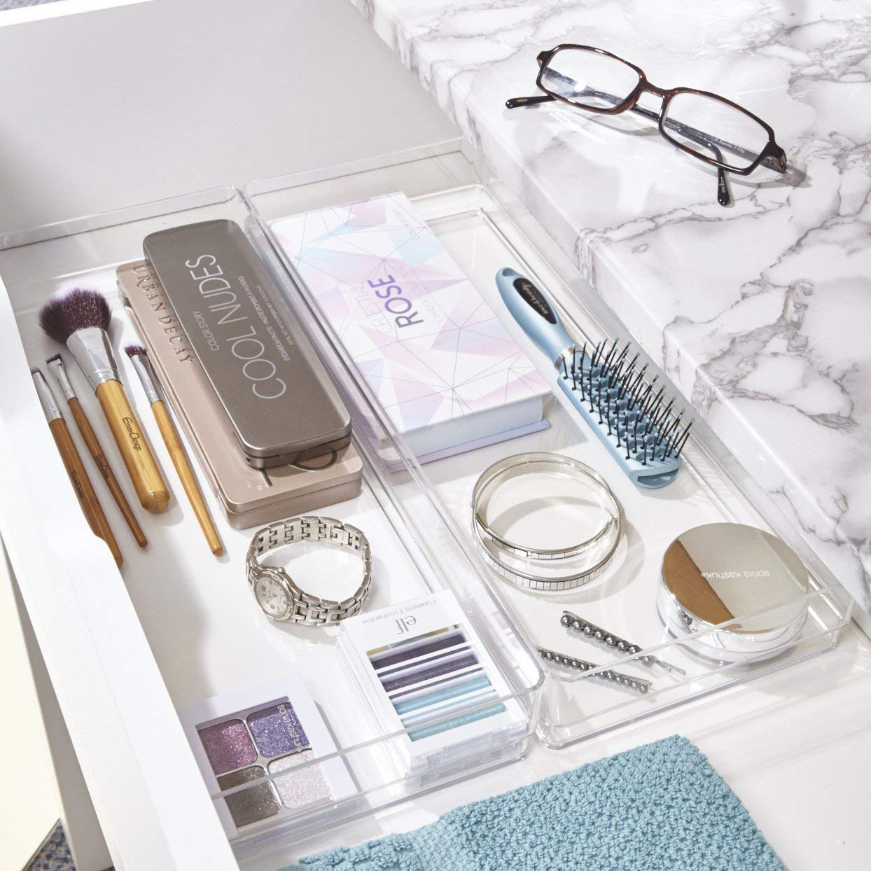 STORi Clear Plastic Vanity and Desk Drawer Organizers