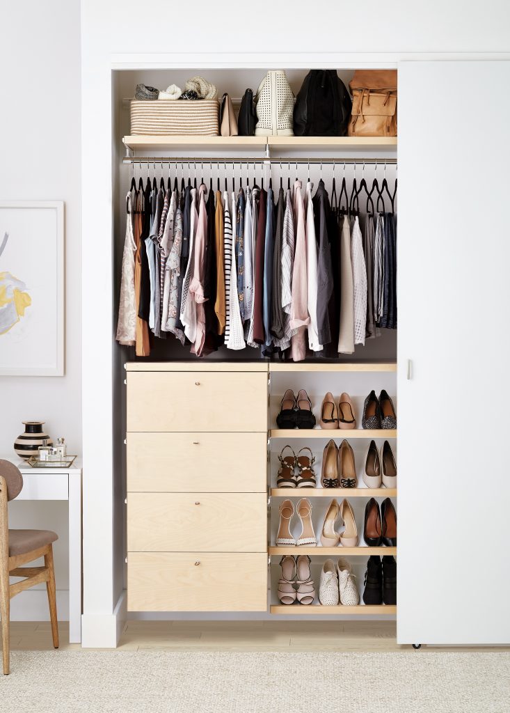 The Container Store Custom Closets: Elfa Decor in Birch  (Photo Courtesy of The Container Store)