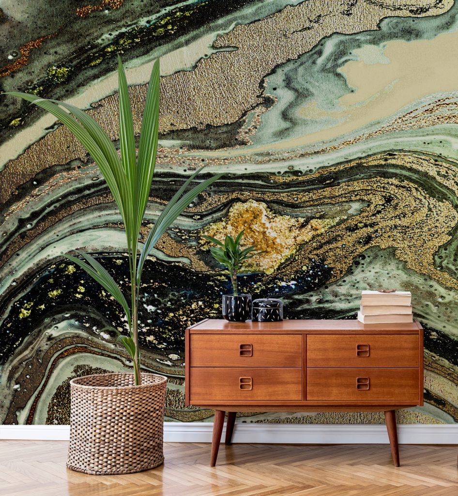 'Caramel Gold Marble' Mural by Lara Skinner at Wallsauce.com