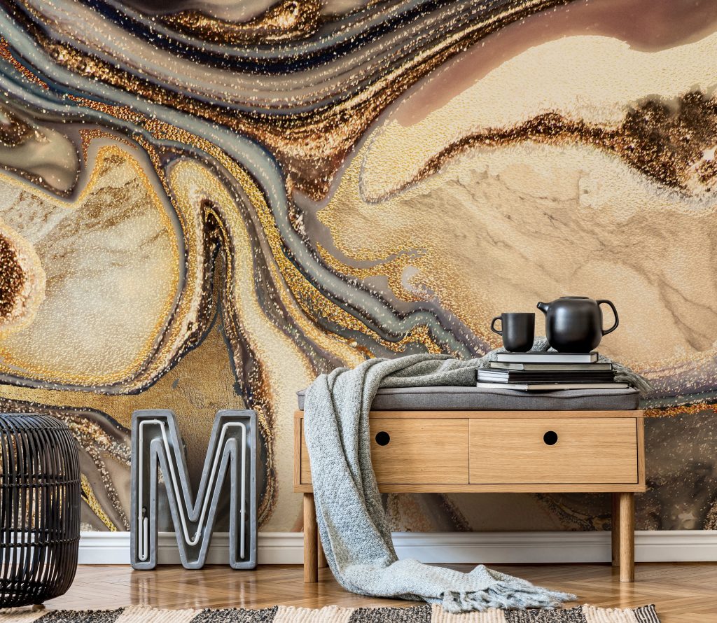 'Creamy Caramel Geode' Mural by Lara Skinner at Wallsauce.com