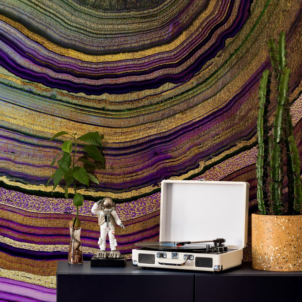 'Plum Gold Geode' Mural by Lara Skinner at Wallsauce.com