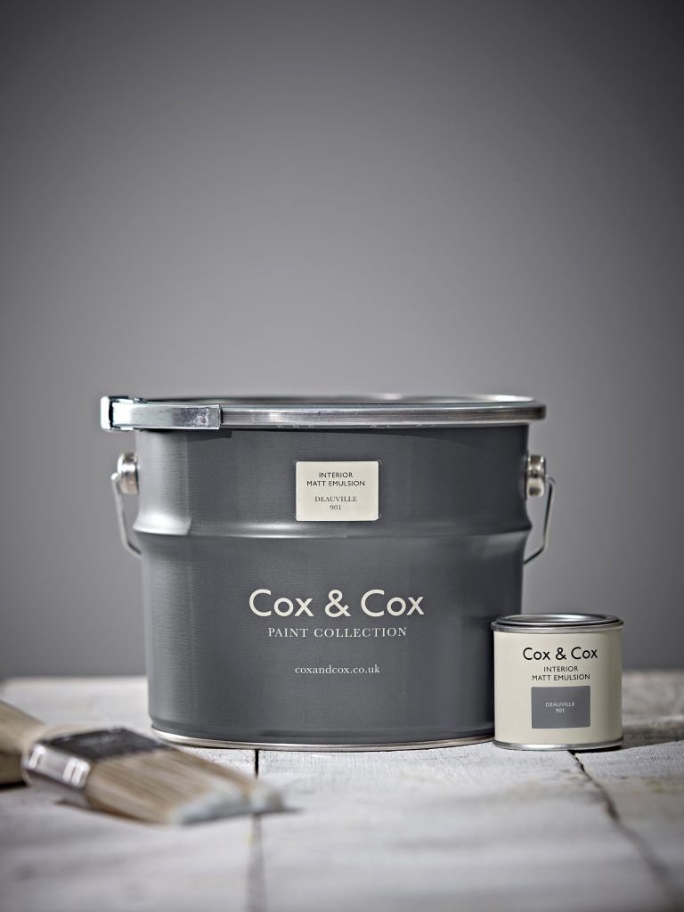 Carefully curated, Cox & Cox's paint collection palette is made up of 16 shades - the four essential neutrals, definitive greys, statement trend, and timeless blues. 