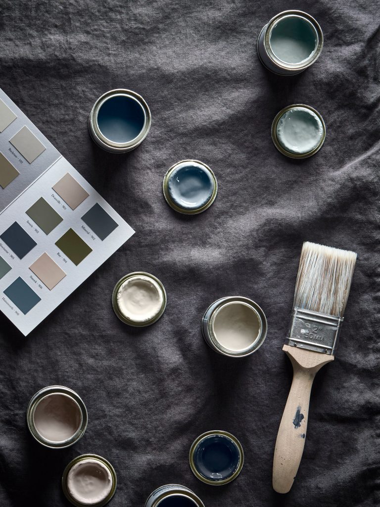 Carefully curated, Cox & Cox's paint collection palette is made up of 16 shades - the four essential neutrals, definitive greys, statement trend, and timeless blues. 