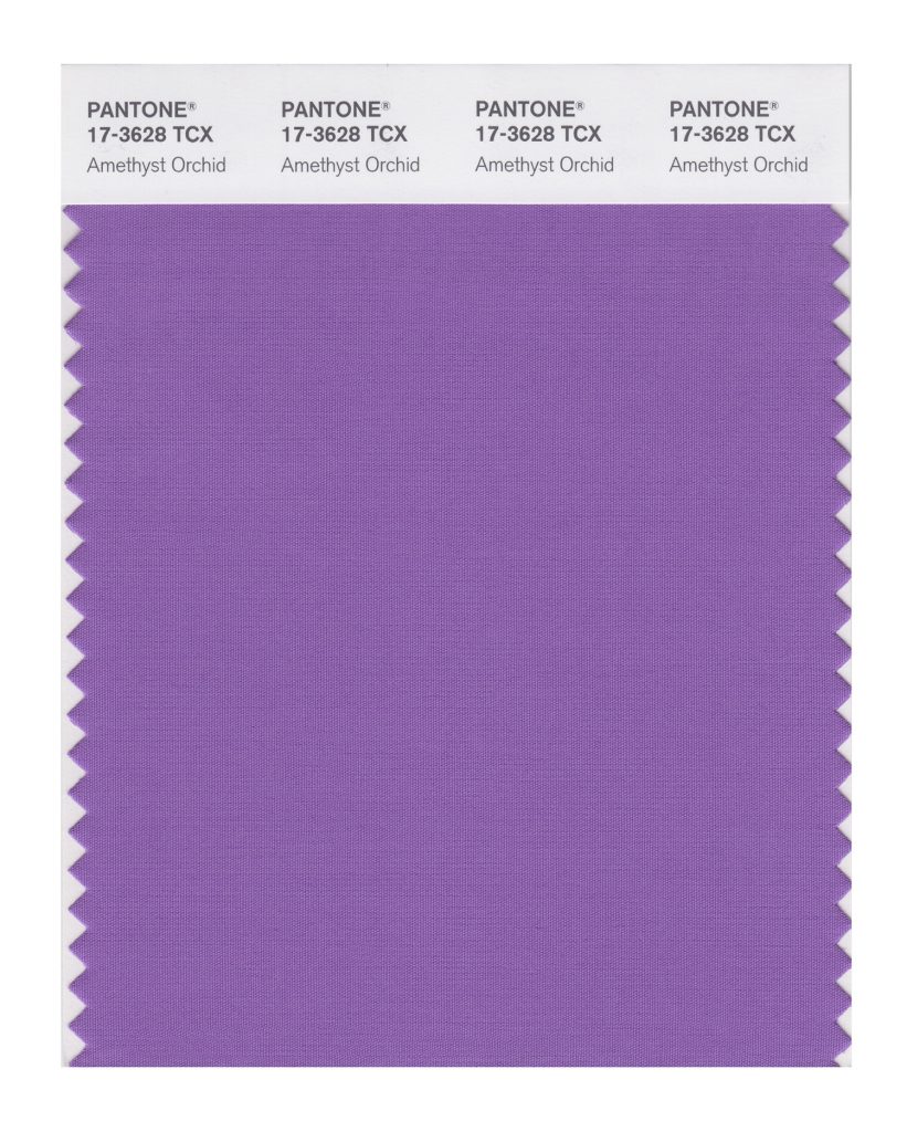 PANTONE 17-3628 TCX Amethyst Orchid.
The floral shaded amethyst orchid introduces a unique touch