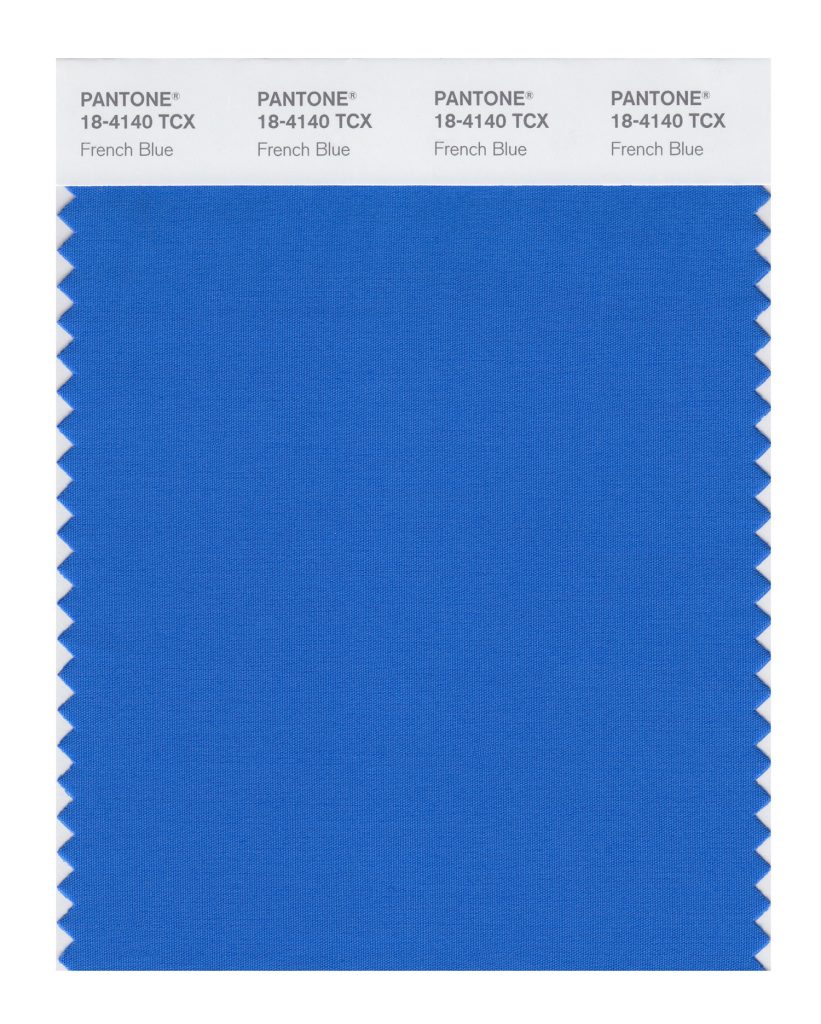 PANTONE 18-4140 TCX French Blue.
A stirring blue hue that awakens a vision of Paris in the springtime.