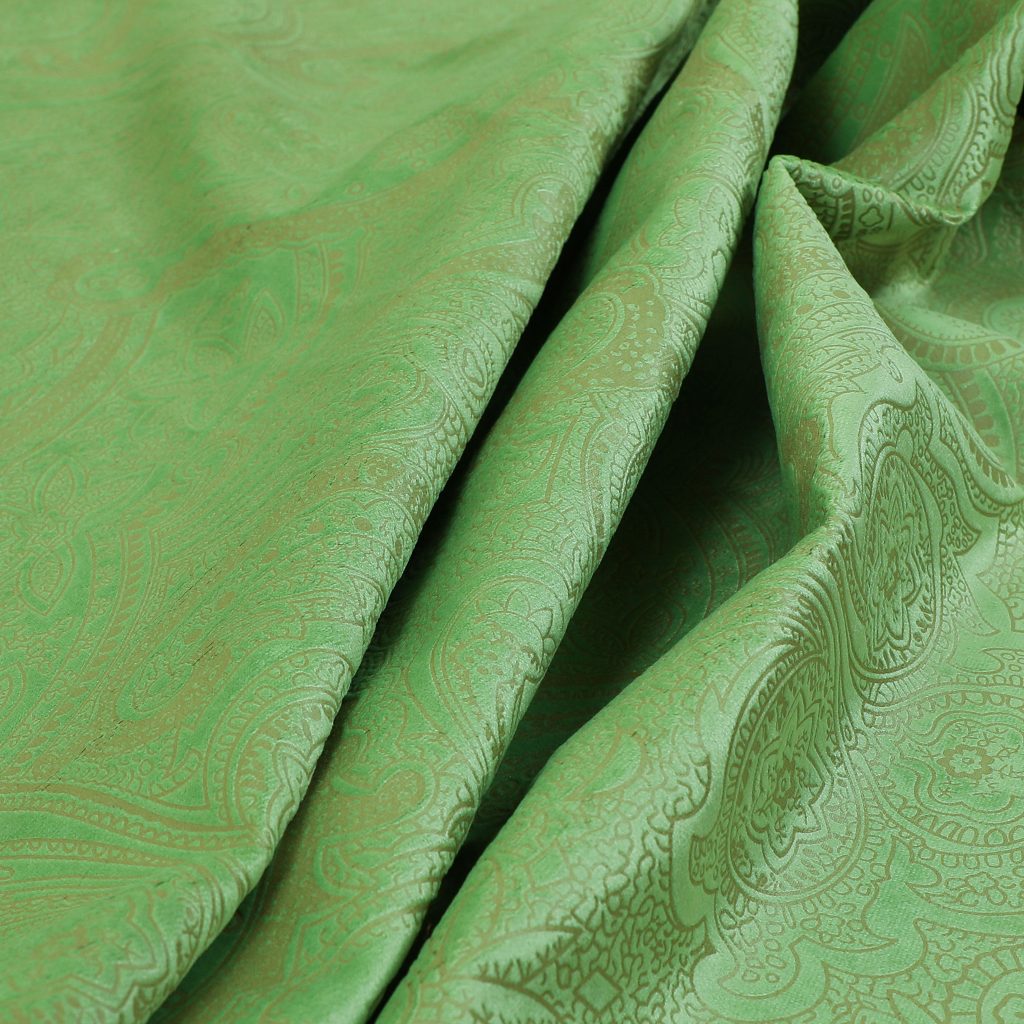 Phoenix Laser Cut Pattern Soft Velveteen Apple Green Velvet Material Upholstery Curtains Fabric