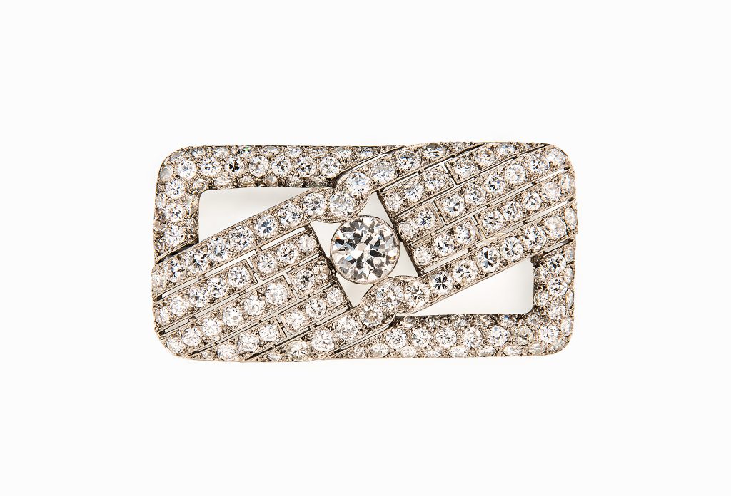 Tiina Smith Jewelry x Michelle Finamore Exhibition - Art Deco Diamond & Platinum Brooch.