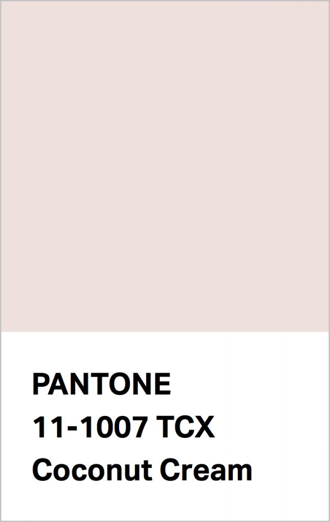 Pantone® Fashion Color Trend Report Autumn/Winter 2021/2022 Colors. PANTONE 11-1007 Coconut Cream.