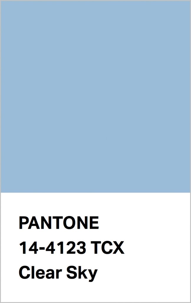 PANTONE 14-4123 Clear Sky: Redolent of the cool blue of a cloudless day.