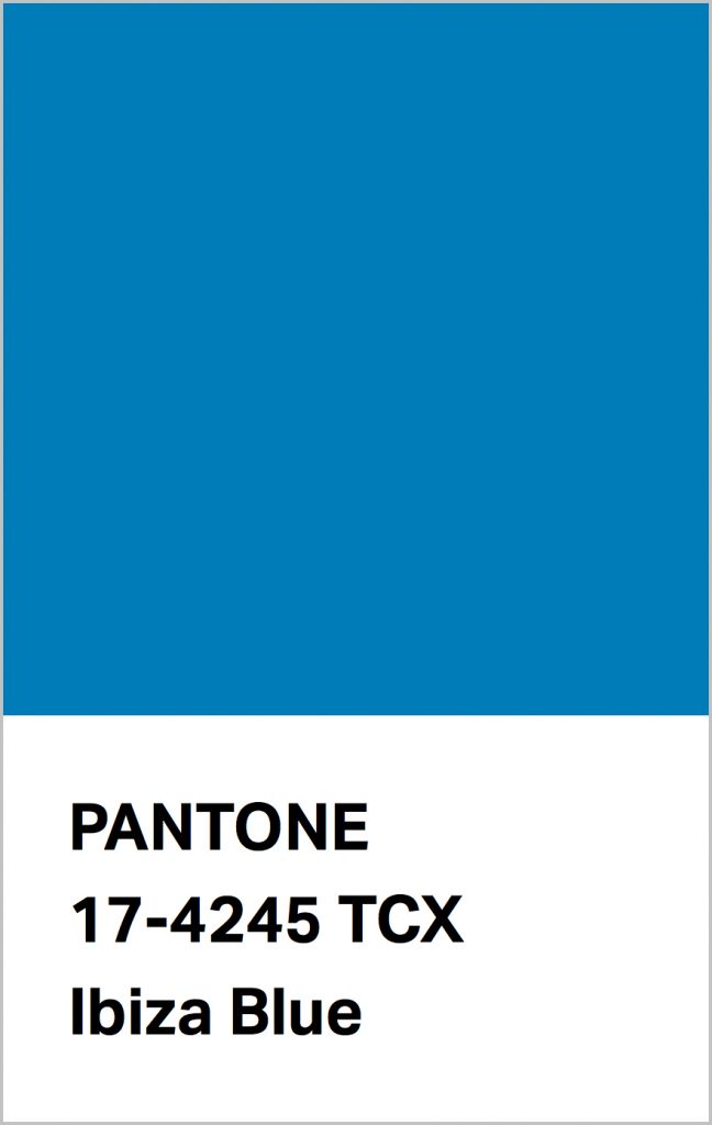 PANTONE 17-4245 Ibiza Blue: A stirring island blue hue that rouses our interest.