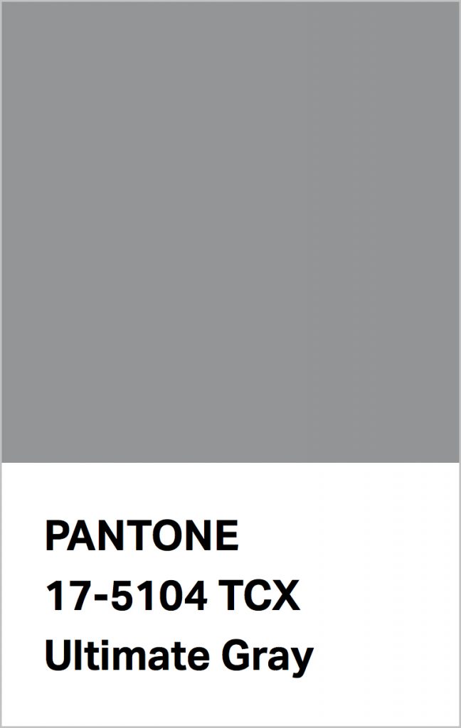 Pantone® Fashion Color Trend Report Autumn/Winter 2021/2022 Colors. PANTONE 17-5104 Ultimate Gray.