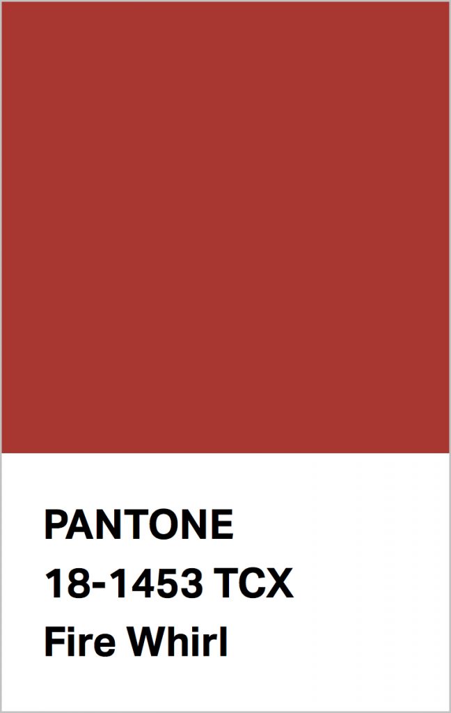 Pantone® Fashion Color Trend Report Autumn/Winter 2021/2022 Colors. PANTONE 18-1453 Fire Whirl.