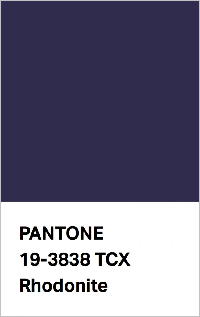 Pantone® Fashion Color Trend Report Autumn/Winter 2021/2022 Colors. PANTONE 19-3838 Rhodonite.