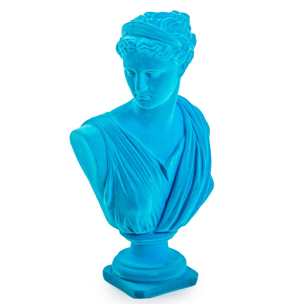 Blue Flocked Artemis Bust