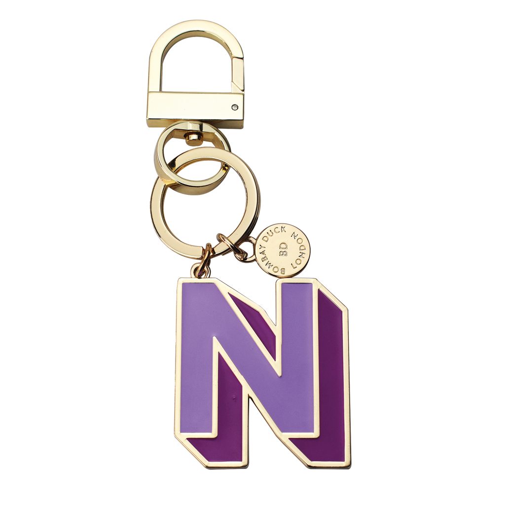 Letterpop Enamel Keyring Letter N Mulberry/ Mauve.