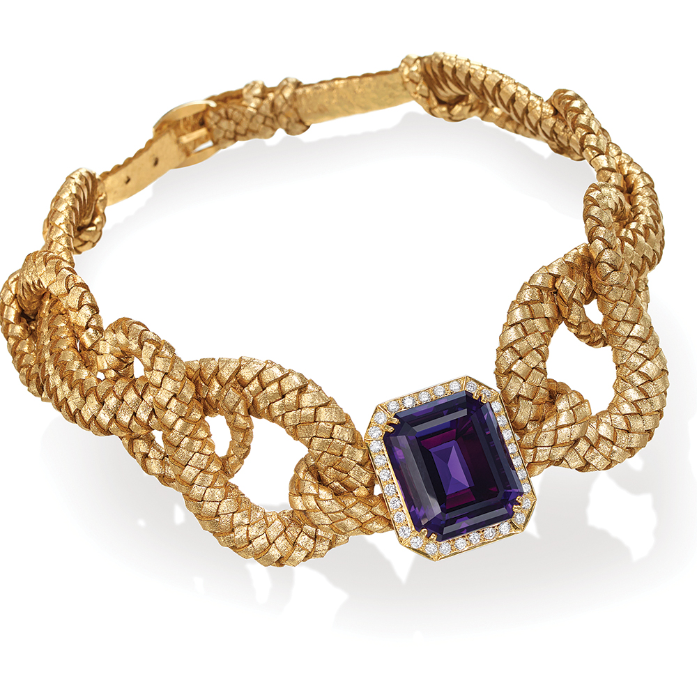 Very Peri Fine Jewelry Picks from Stephen Silver Fine Jewelry - Amethyst and Hand-Woven Leather Necklace