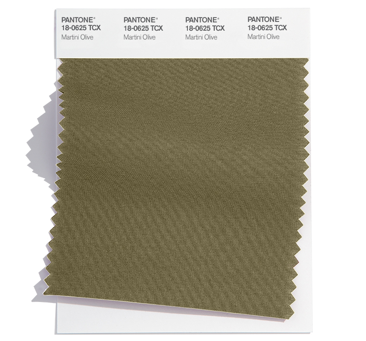 PANTONE 18-0625 Martini Olive Fabric Color Swatch. Image: Courtesy of Pantone and HUGE.