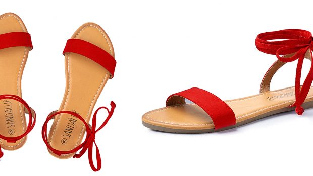 SANDALUP TIE UP ANKLE STRAP FLAT SANDALS FOR WOMEN