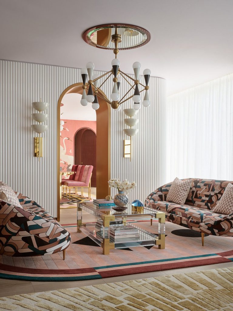 A Pink Glamorous Penthouse by Greg Natale | Living Room.