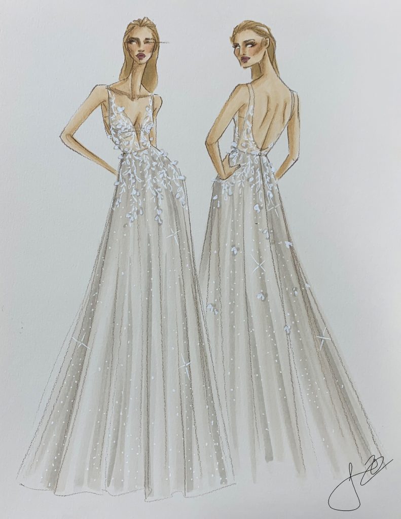 Justin Alexander Signature Gussie Dress Sketch.