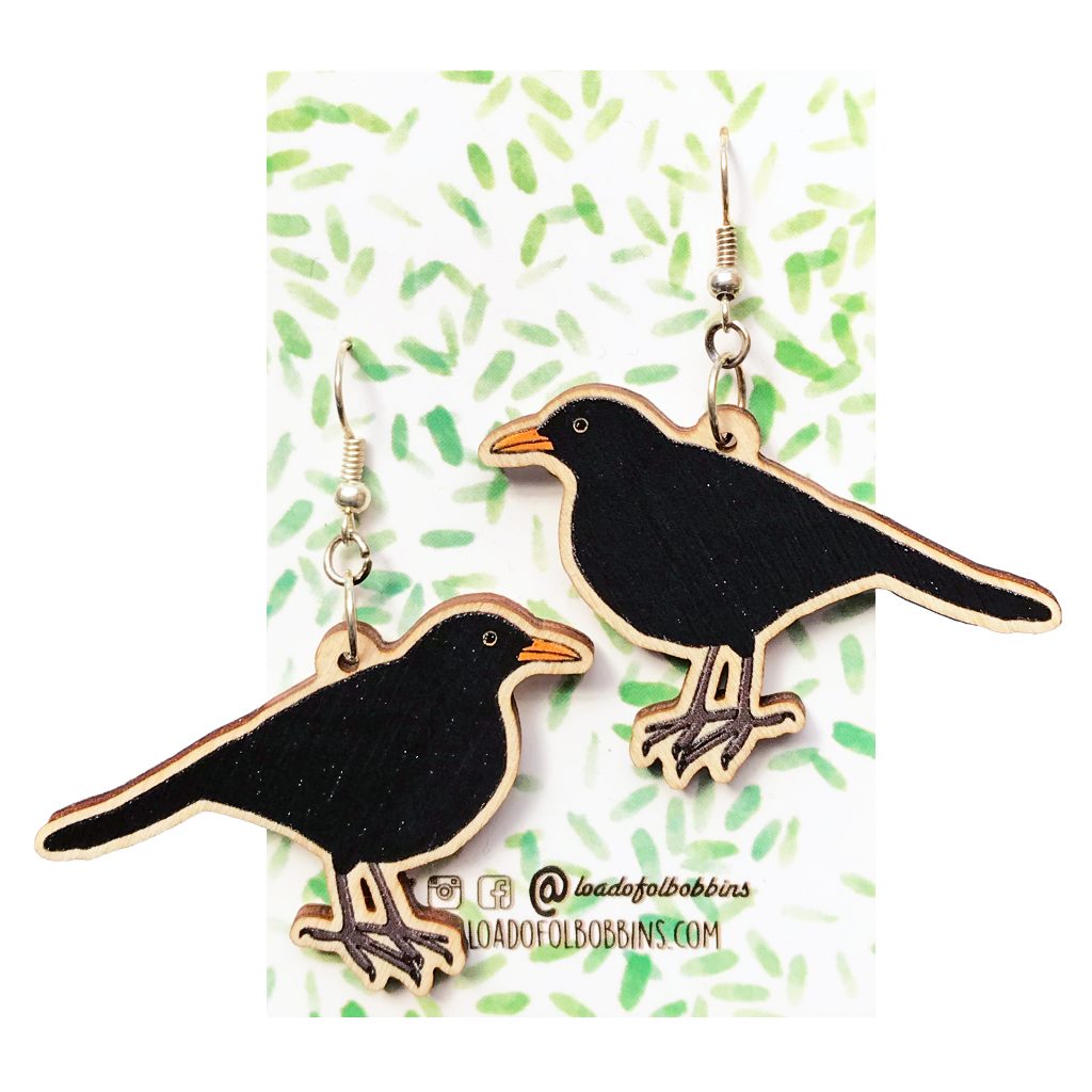 Loadofolbobbins - Blackbird Earrings.