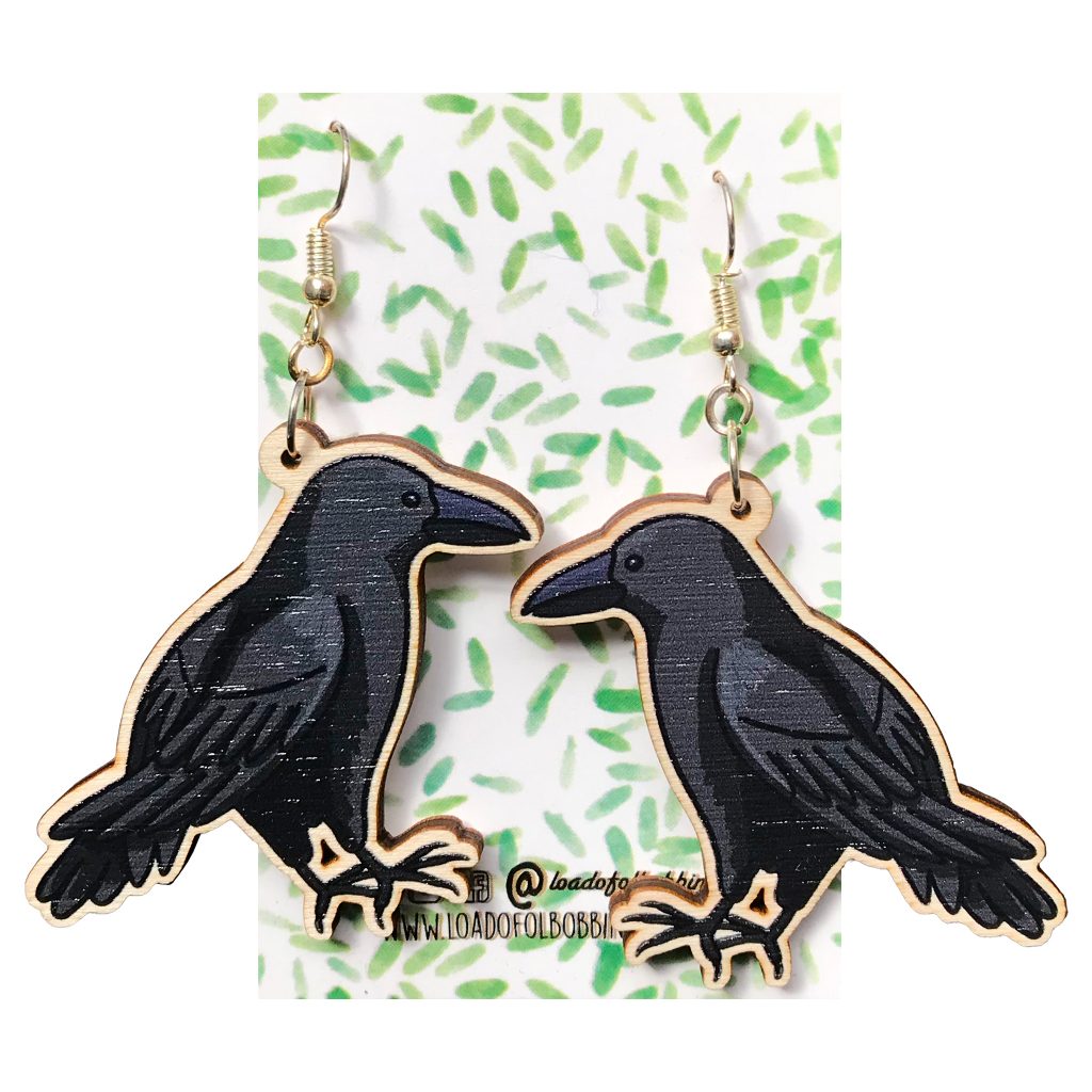 Loadofolbobbins - Crow Earrings