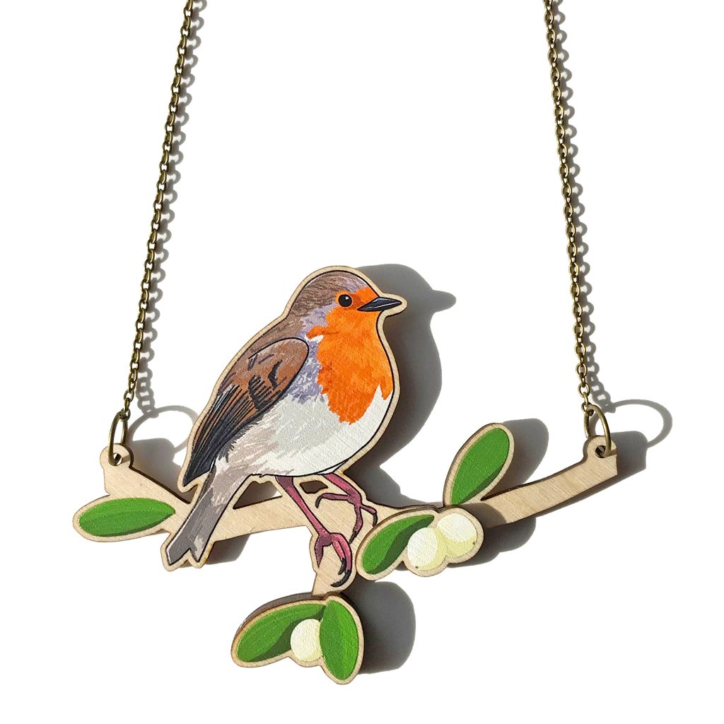 Loadofolbobbins - Robin and Mistletoe Necklace.