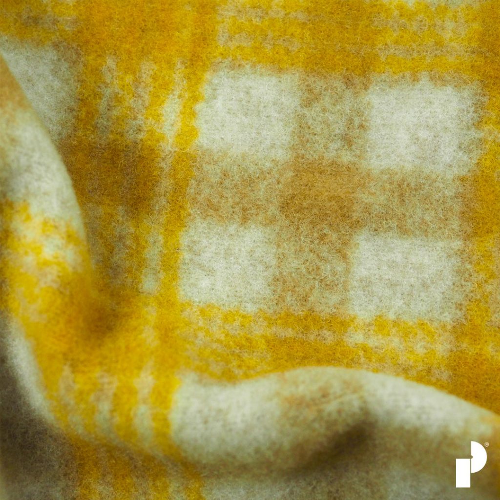 Fall/Winter 2023/2024 Fashion Collection Fabrics by Pontetorto - Spiga Cotton-Wool Knitting Coat in a Sunny Yellow.