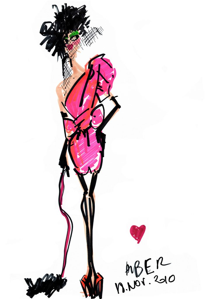Alber Elbaz Fashion Sketch, Image courtesy of Katy Reiss Agency.