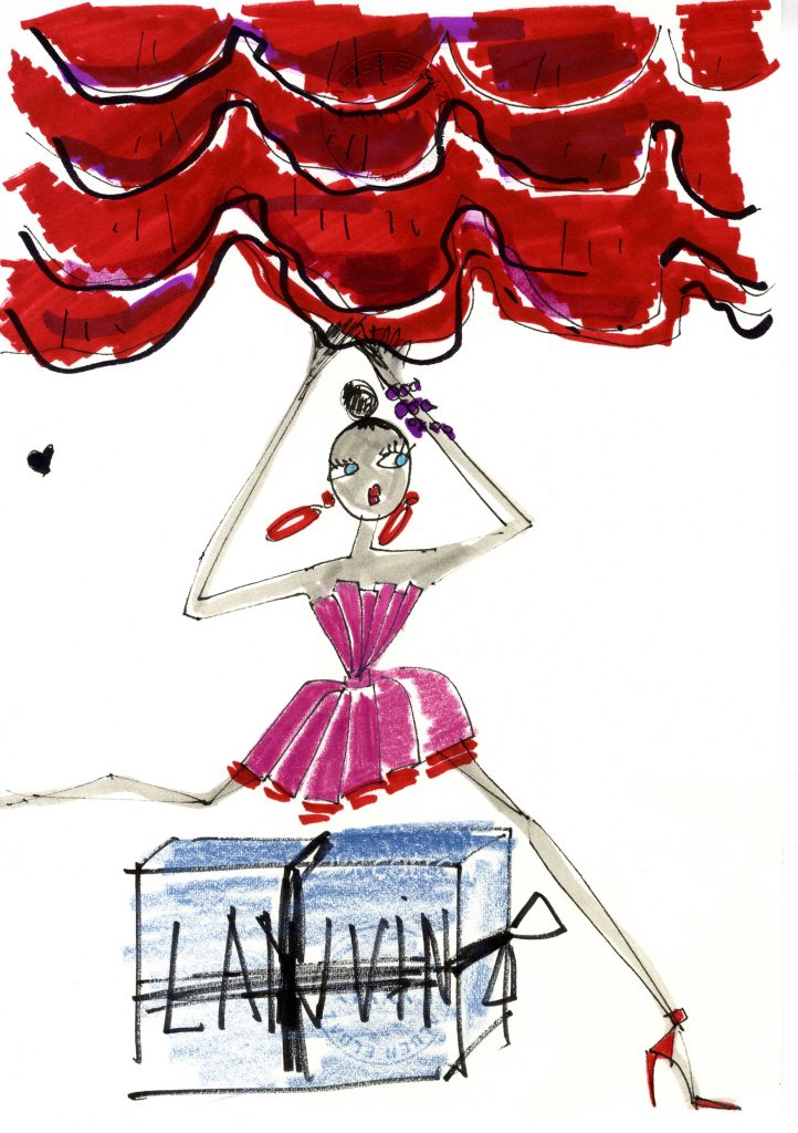 Alber Elbaz Fashion Sketch, Image courtesy of Katy Reiss Agency.