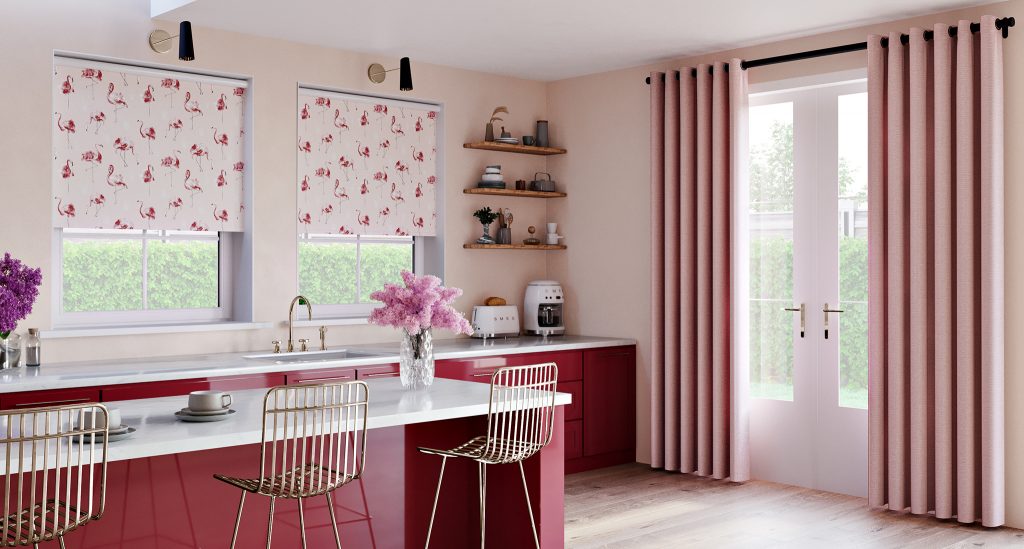 Flamingo Flock

A distinctive and original roller blind, Make My Blinds' pink flamingo roller blinds will bring fun to your windows. Choose from a light filtering, blackout or waterproof fabric to get the best option for your room. Pair with Panama Rose Pink Curtains, available with an eyelet or pencil pleat heading.