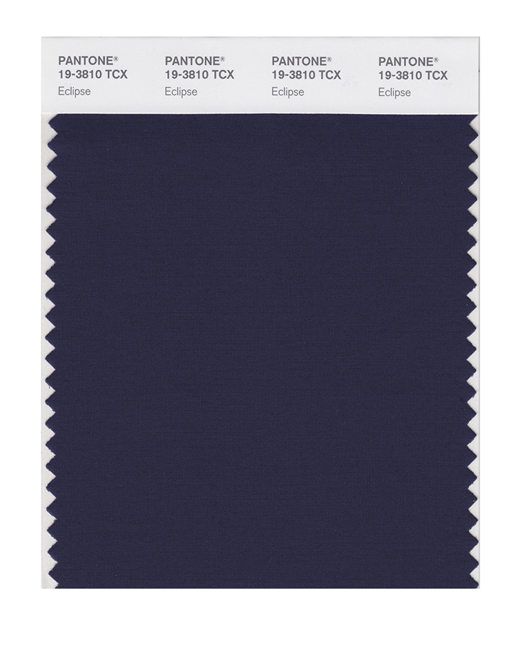 PANTONE 19-3810 TCX Eclipse: A shadowed blue, Eclipse displays an air of credible importance.